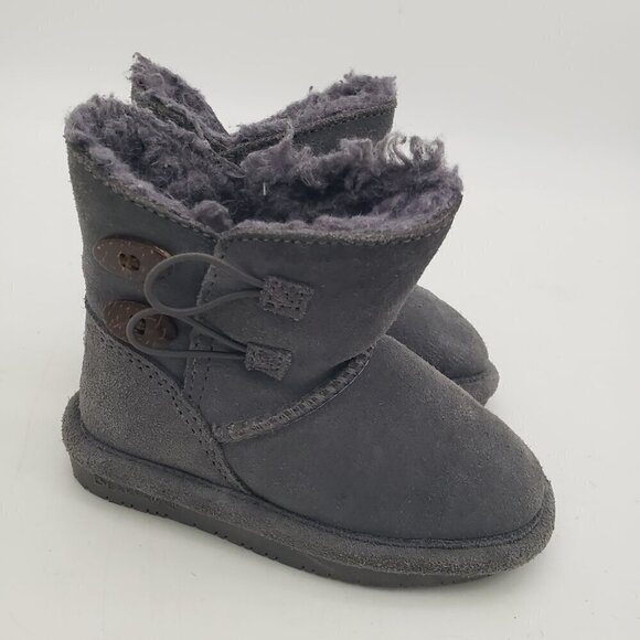 Bearpaw Rosaline Toddler Girls' Gray Suede Leather Warm Winter Boots Size 8 - Picture 6 of 13